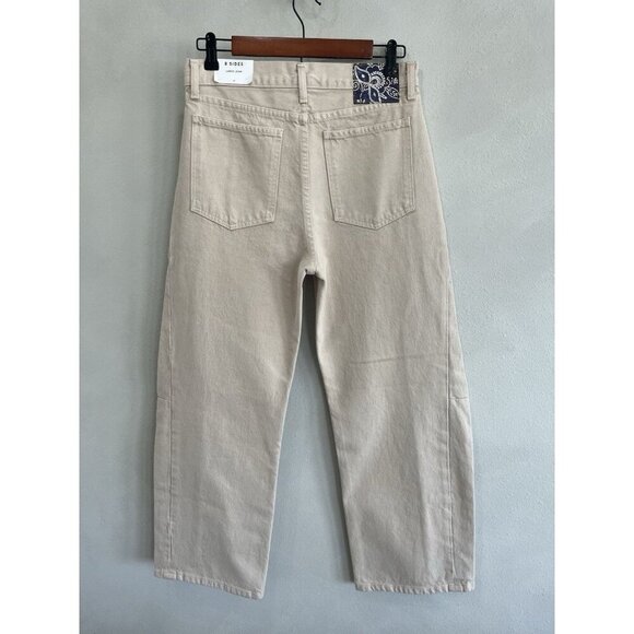 $385 B SIDES Relaxed Slim Lasso Wide Leg Denim Jeans USA Barrel Tan Women’s 27 - Picture 2 of 5